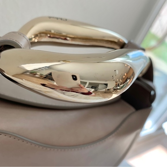 Chloe Kiss Bag in Motty Grey / Taupe with Gold Sculptural Hardware Small Bag - Picture 6 of 16